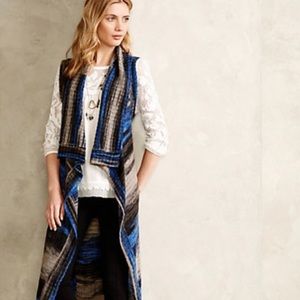Anthro Moth Space Dye Blue Striped Duster Cardigan